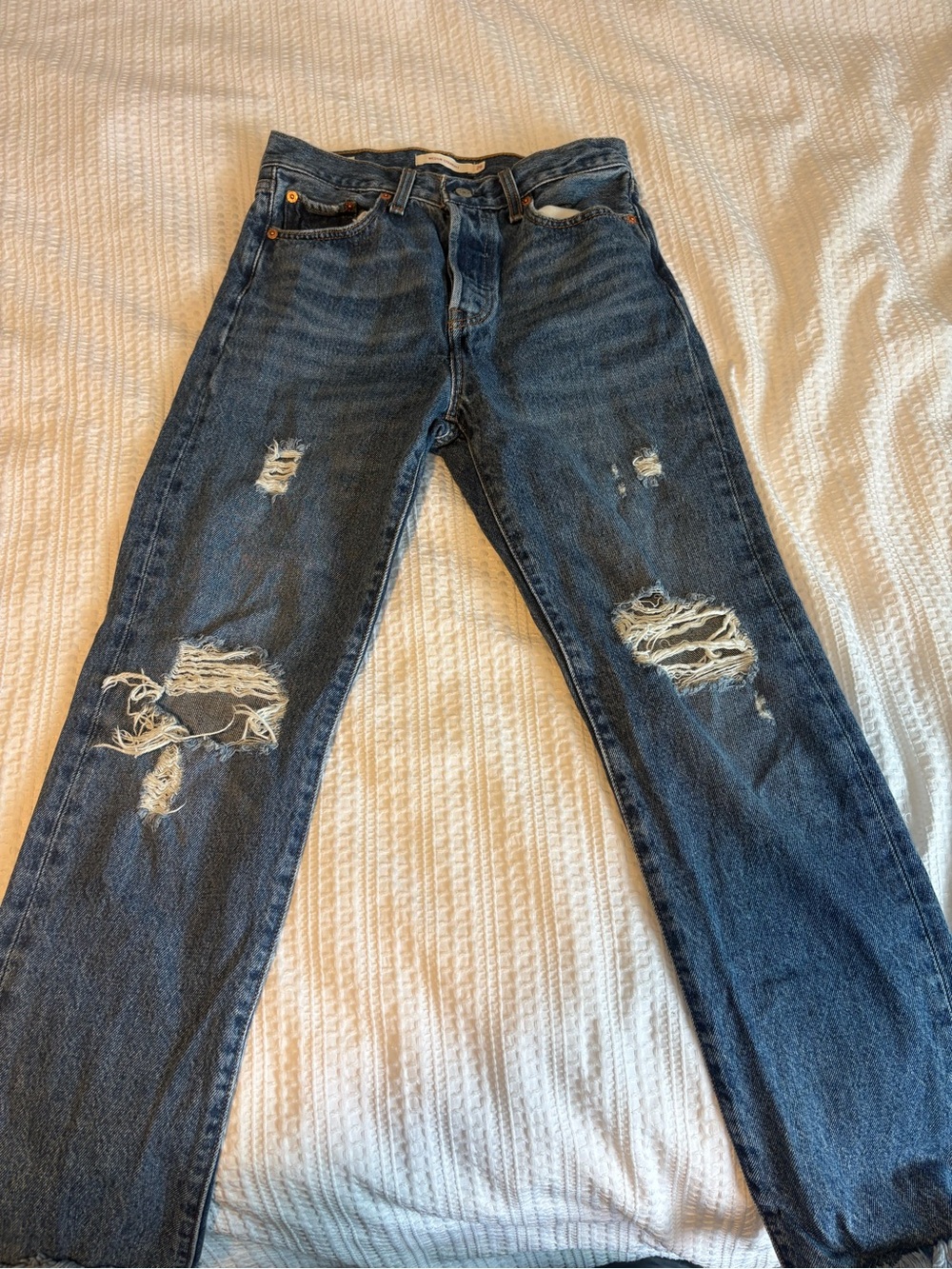 Levi's Blue Wedgie Straight Leg Ripped Jeans